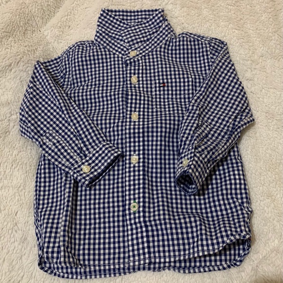 NWOT Tommy Hilfiger Blue Plaid Shirt 18 months - Picture 1 of 2